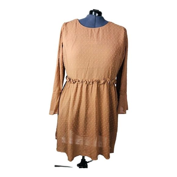 1466 Andree Women's sz 2X Brown Nude Textured Sheath Dress Knee Length - Picture 1 of 9